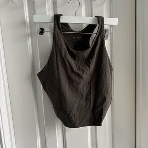 Athleta cropped tank top bra olive green XL